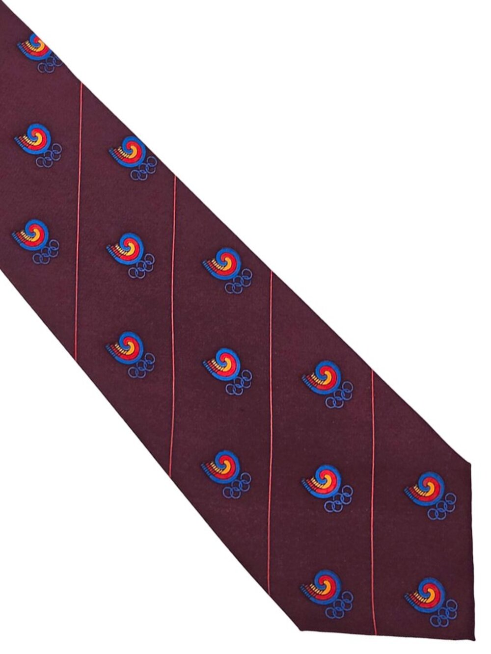 1988 Korea Summer Olympics XXIV Logo Burgundy Necktie Tie 3.25 x 55 Leehaus